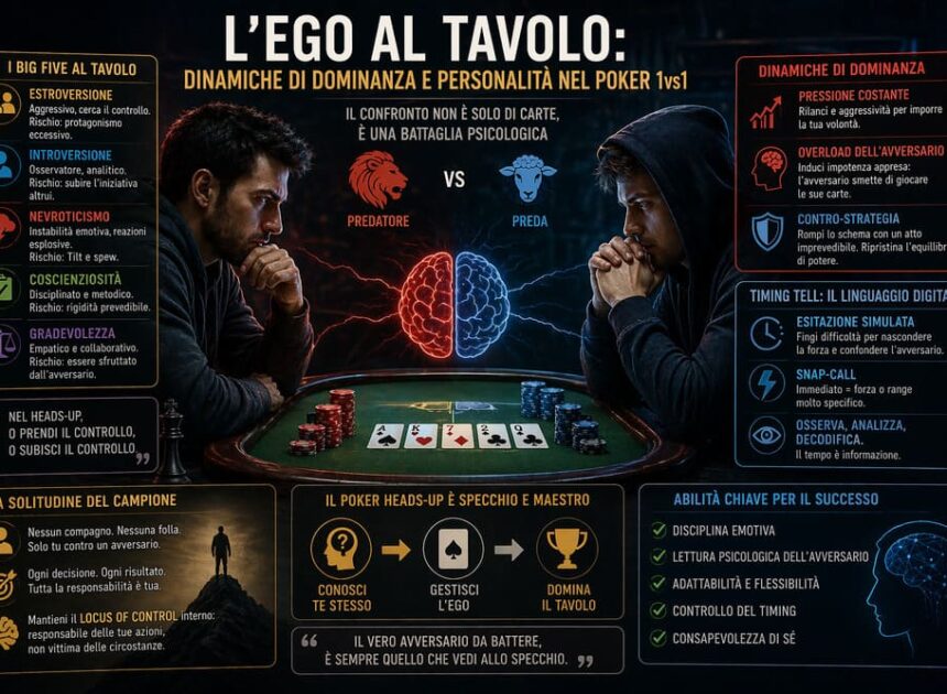 L’ego al tavolo: dinamiche di dominanza e personalità nel Poker 1vs1